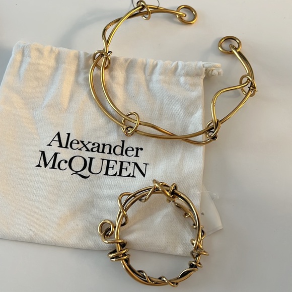 Alexander McQueen Necklace and Bracelet Set Wire Brass - Picture 5 of 8